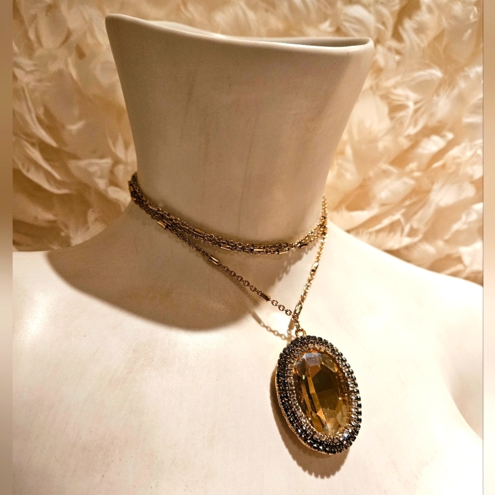 Long Champagne Gemstone Necklace